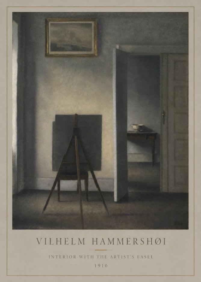 Vilhelm Hammershøi Interior with the Artist's Easel II No1 - Affiche