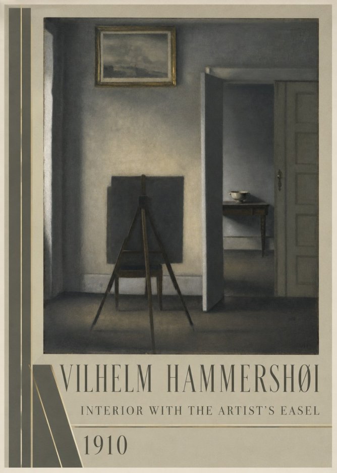 Vilhelm Hammershøi Interior with the Artist's Easel II No3 - Affiche