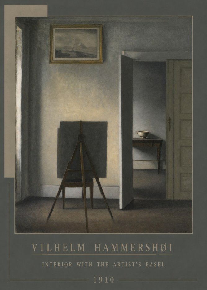 Vilhelm Hammershøi Interior with the Artist's Easel II No4 - Affiche
