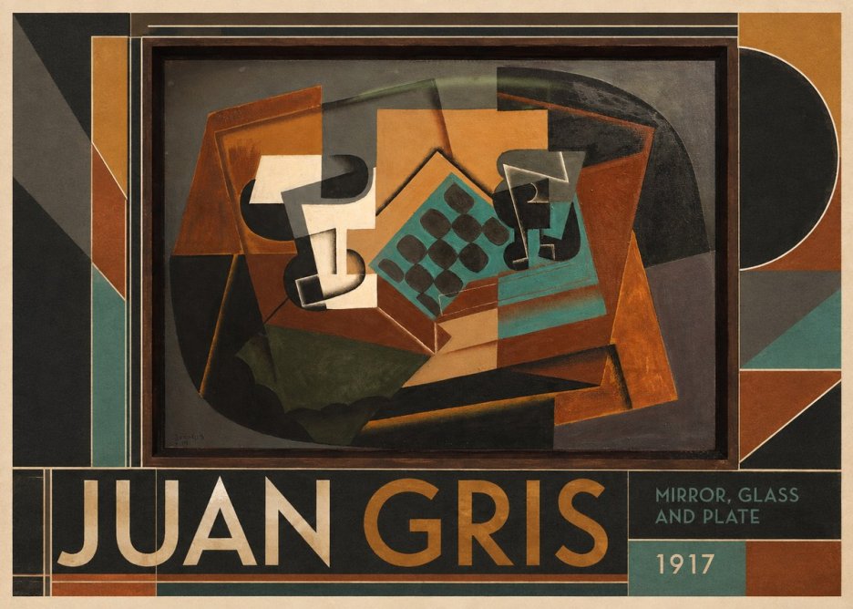 Juan Gris Mirror, Glass and Plate No1 - Affiche