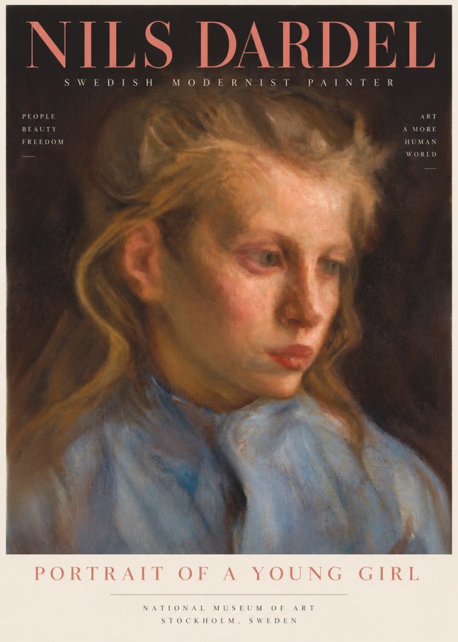Nils Dardel Portrait of a Young Girl No4 - Affiche