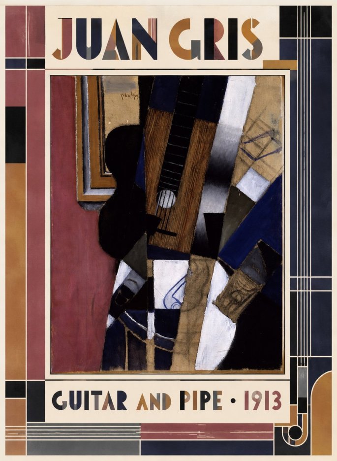 Juan Gris Guitar and Pipe II No5 - Affiche