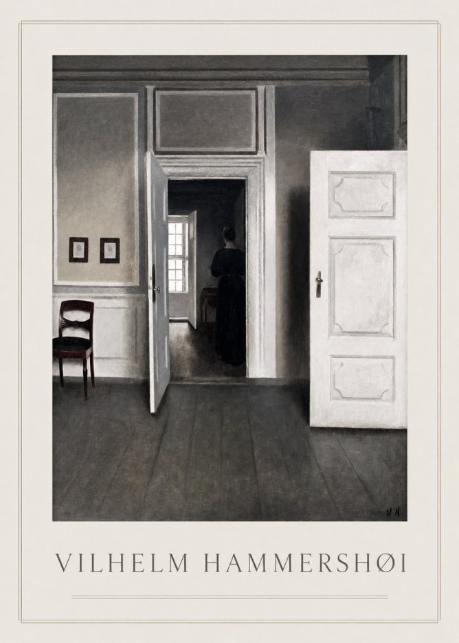 Vilhelm Hammershøi Interior with a Woman Seen from Behind No1 - Affiche