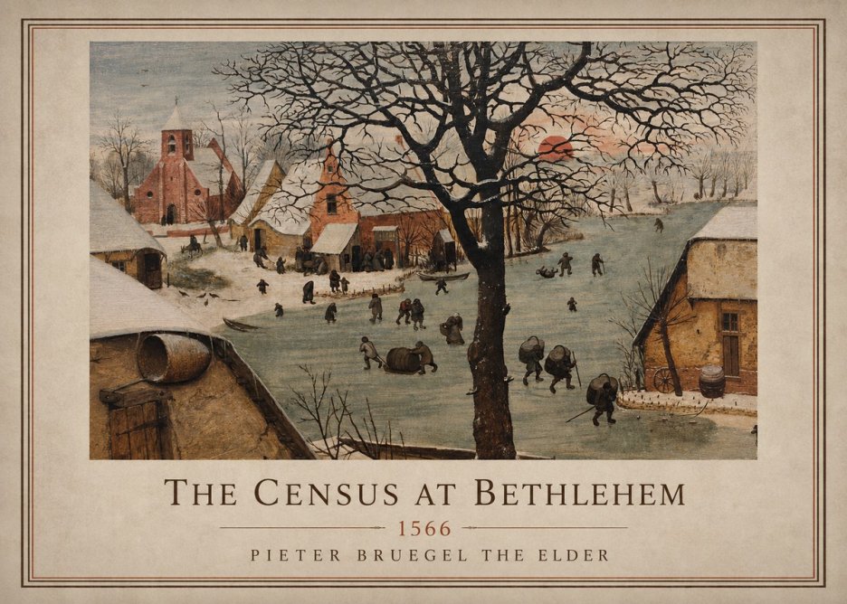 Pieter Bruegel The Census at Bethlehem V No4 - Affiche