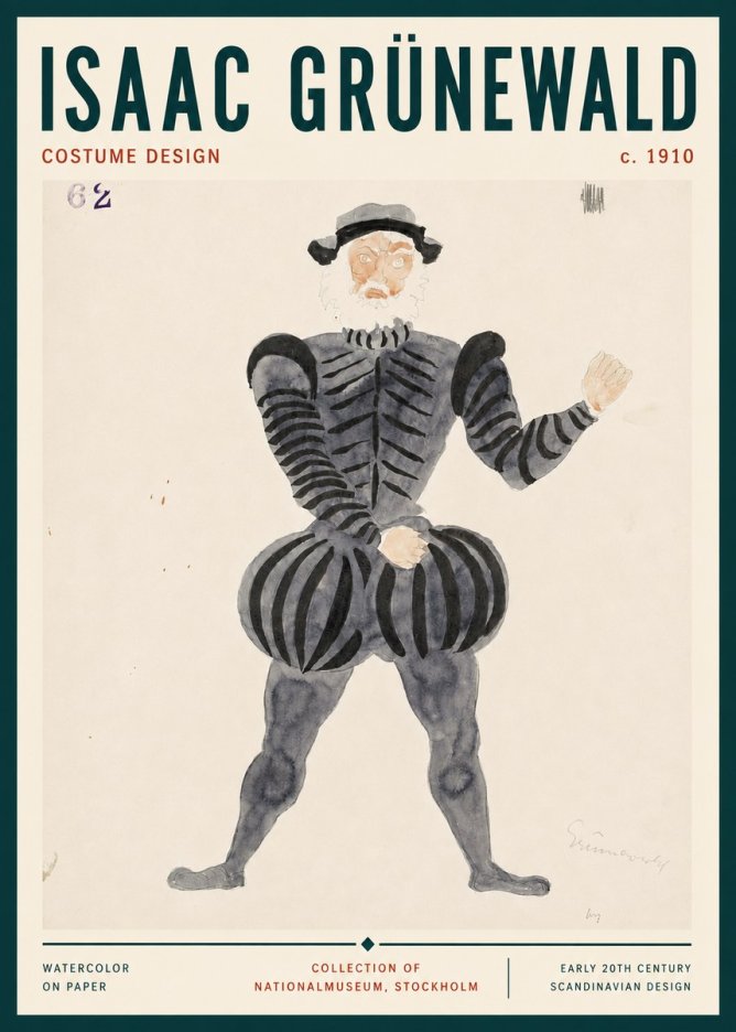 Isaac Grünewald Costume Design C. 1910 No3 - Affiche