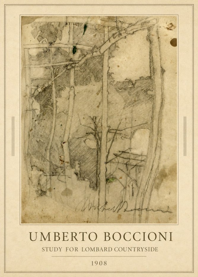 Umberto Boccioni Study for Lombard Countryside No1 - Affiche
