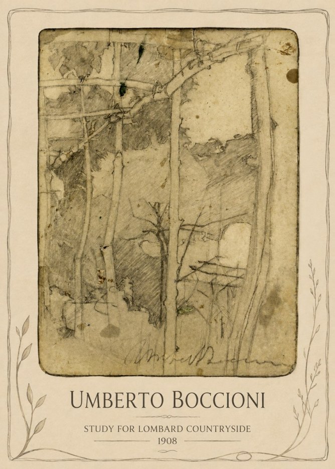 Umberto Boccioni Study for Lombard Countryside No3 - Affiche