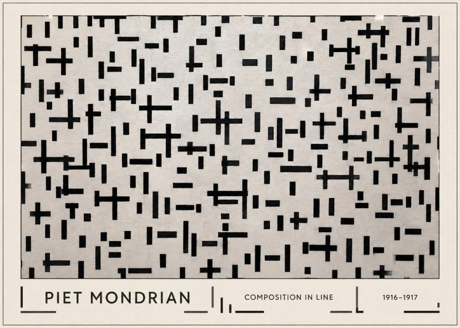 Piet Mondrian Composition in Line No1 - Affiche