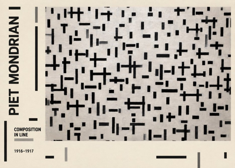 Piet Mondrian Composition in Line No2 - Affiche