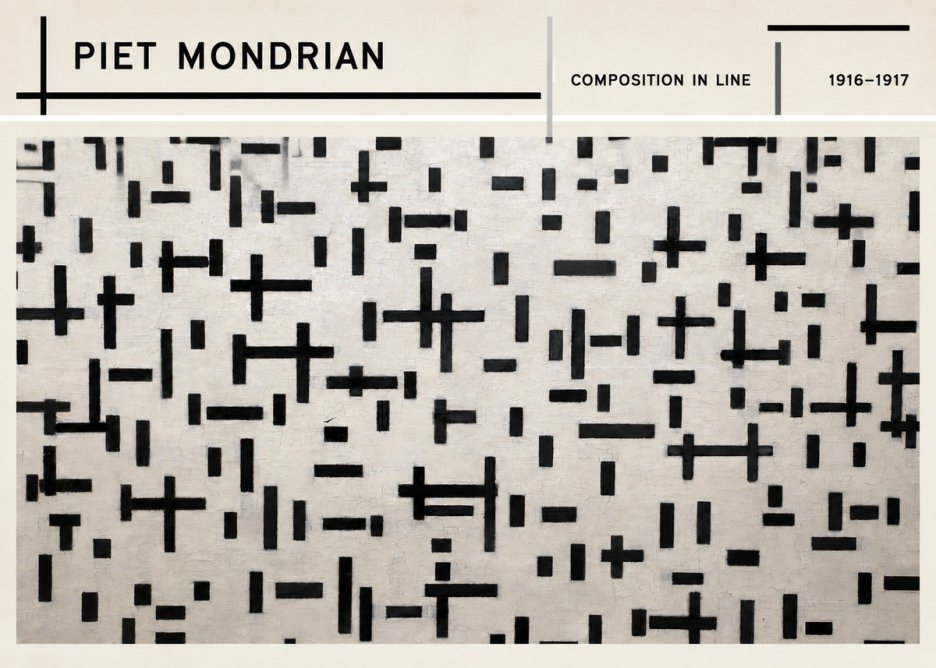 Piet Mondrian Composition in Line No3 - Affiche