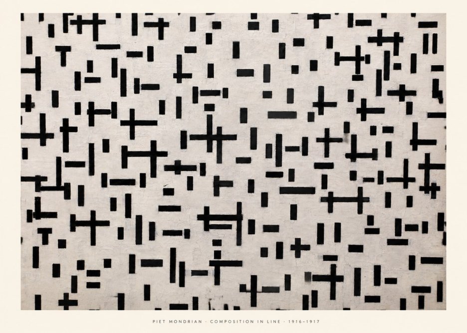 Piet Mondrian Composition in Line No5 - Affiche