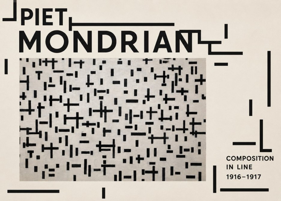 Piet Mondrian Composition in Line No6 - Affiche