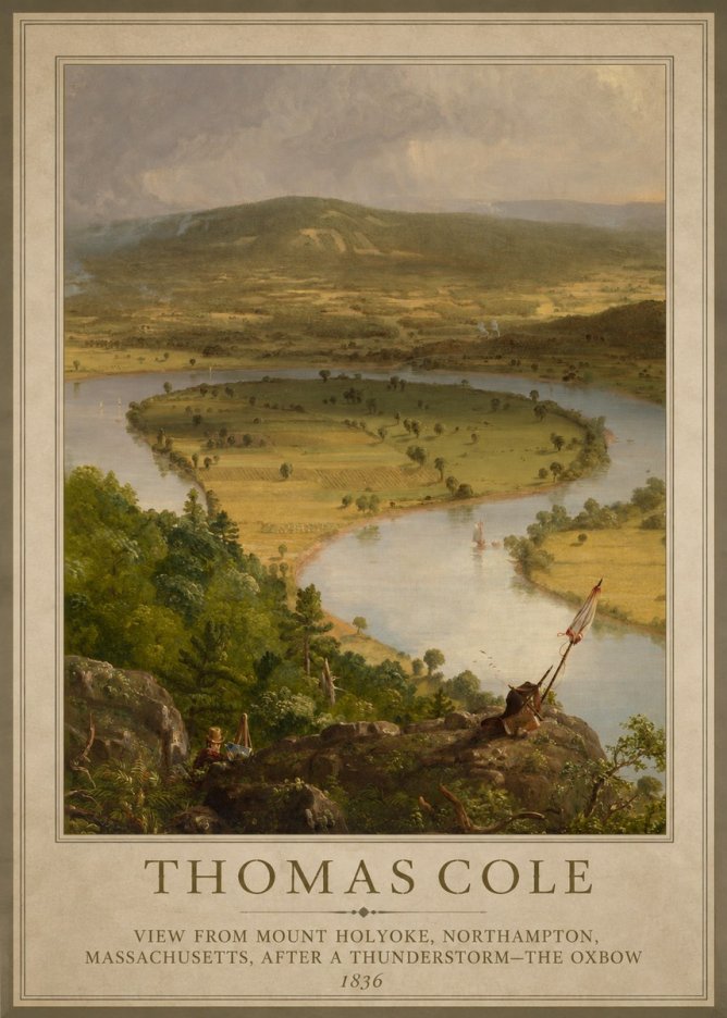 Thomas Cole View from Mount Holyoke, Northampton, Massachusetts, After a Thunderstorm—the Oxbow III No1 - Affiche