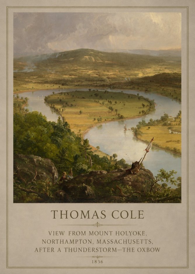 Thomas Cole View from Mount Holyoke, Northampton, Massachusetts, After a Thunderstorm—the Oxbow III No5 - Affiche