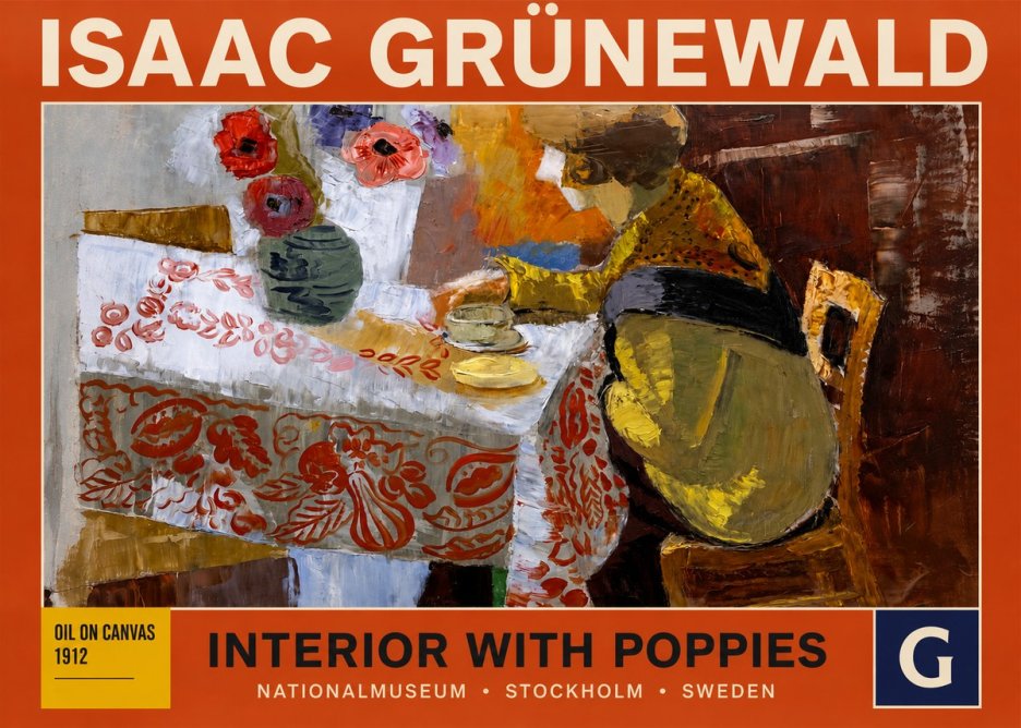 Isaac Grünewald Interior with Poppies No3 - Affiche