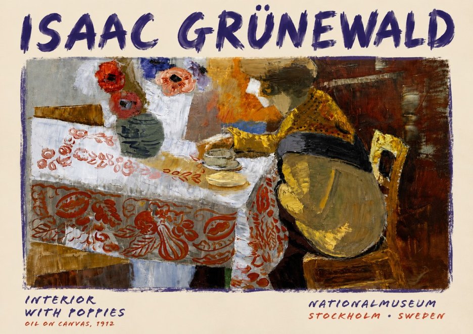 Isaac Grünewald Interior with Poppies No6 - Affiche