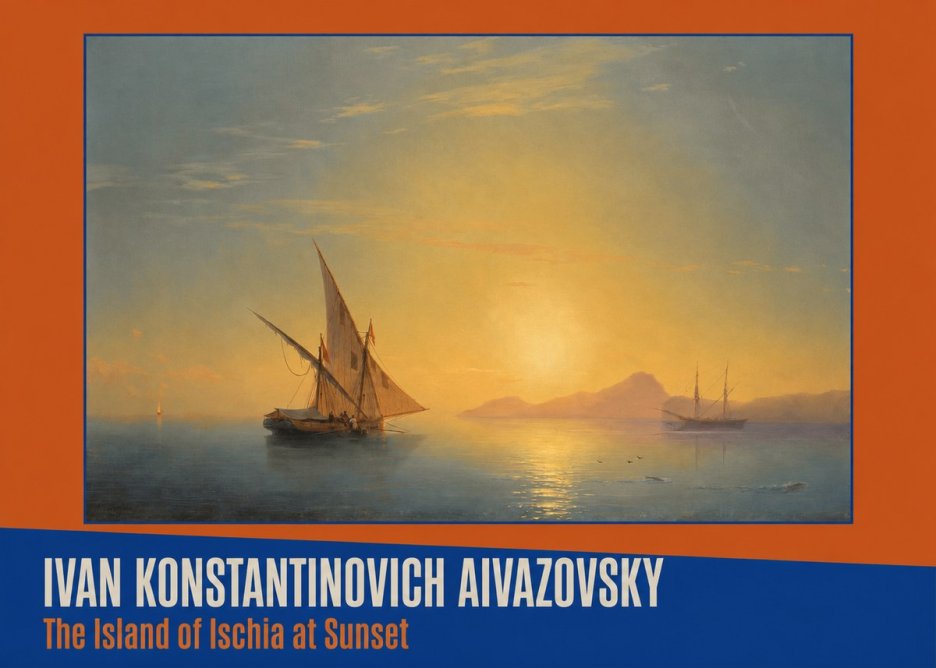 Ivan Konstantinovich Aivazovsky The Island of Ischia at Sunset No2 - Affiche