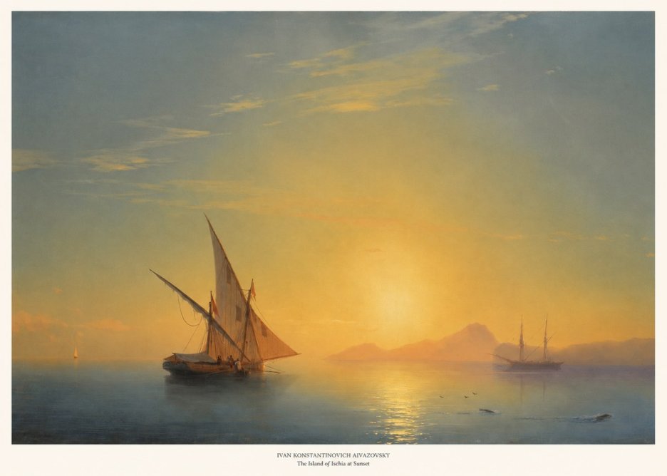 Ivan Konstantinovich Aivazovsky The Island of Ischia at Sunset No6 - Affiche