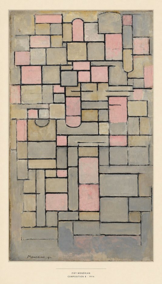 Piet Mondrian Composition 8 No6 - Affiche