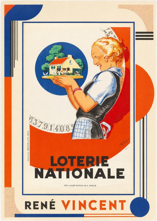 René Vincent Lotterie Nationale No1 - Affiche