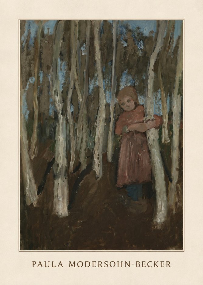 Paula Modersohn-Becker Girl in a Birch Forest No3 - Affiche