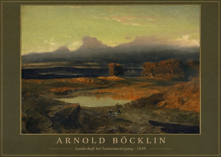 Arnold Böcklin Landschaft Bei Sonnenuntergang No1 - Affiche