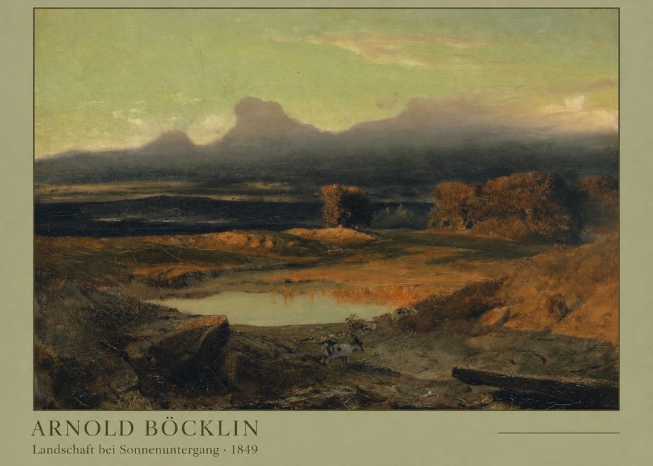 Arnold Böcklin Landschaft Bei Sonnenuntergang No4 - Affiche