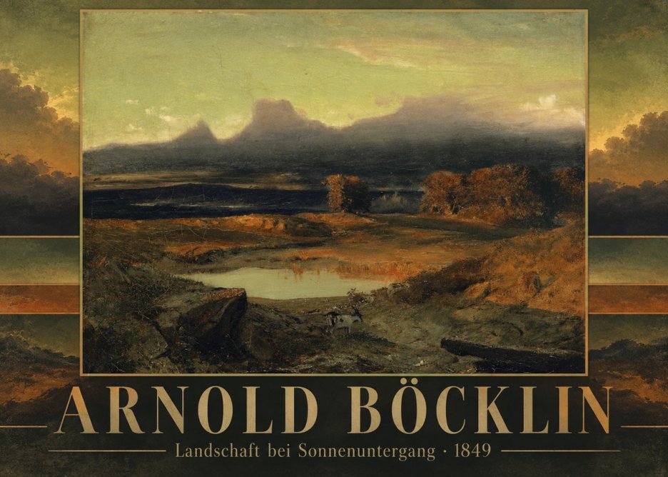 Arnold Böcklin Landschaft Bei Sonnenuntergang No5 - Affiche
