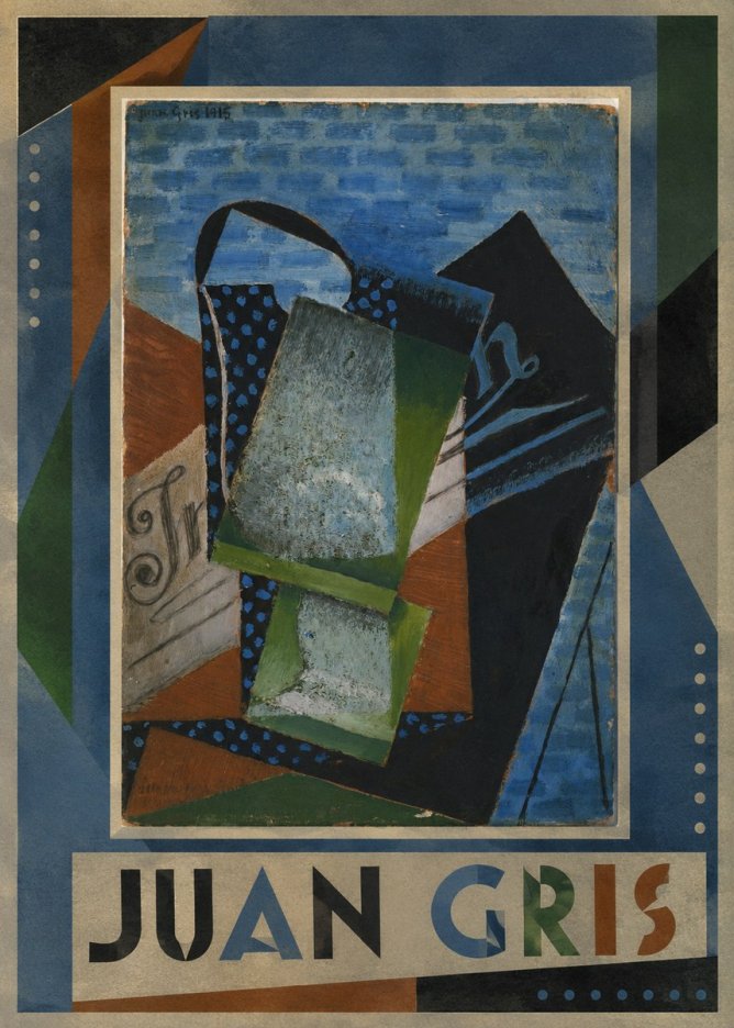 Juan Gris Still Life with Fruit Bowl and Bottle No1 - Affiche