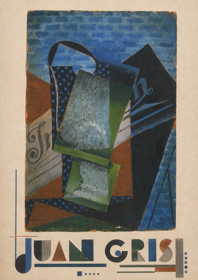 Juan Gris Still Life with Fruit Bowl and Bottle No3 - Affiche