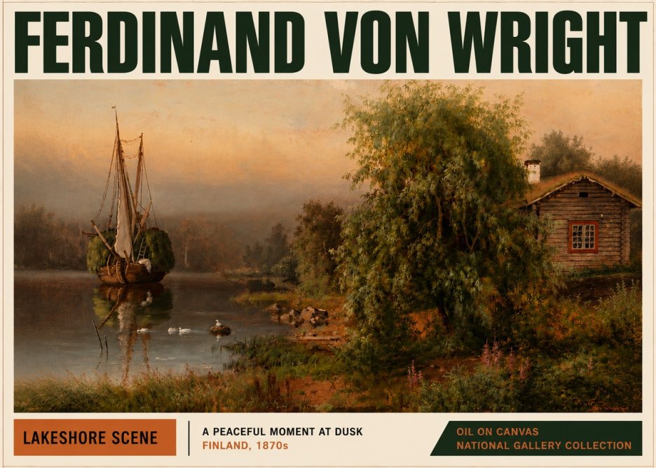 Ferdinand von Wright Lakeshore Scene No5 - Affiche
