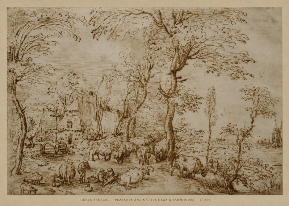 Pieter Bruegel Peasants and Cattle Near a Farmhouse No6 - Affiche