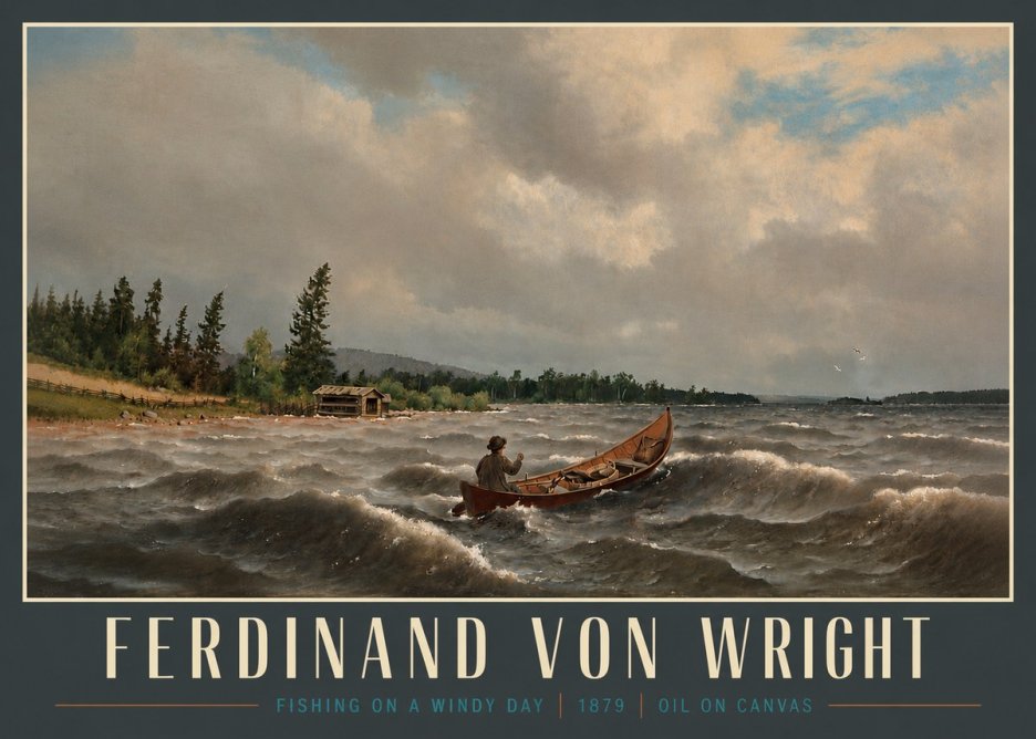 Ferdinand von Wright Fishing on a Windy Day No4 - Affiche