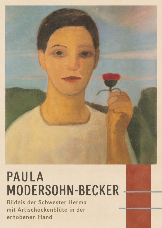 Paula Modersohn-Becker Bildnis Der Schwester Herma Mit Artischockenblüte in Der Erhobenen Hand No4 - Affiche