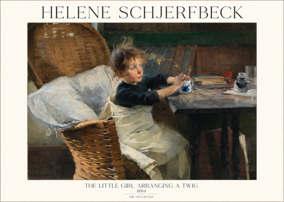 Helene Schjerfbeck The Little Girl Arranging a Twig No1 - Affiche