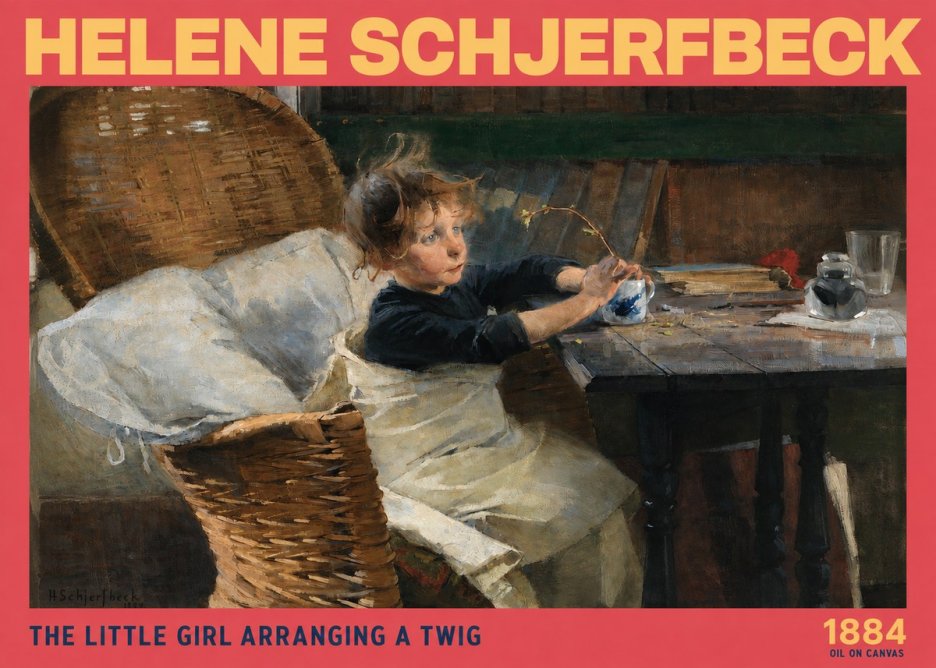Helene Schjerfbeck The Little Girl Arranging a Twig No2 - Affiche