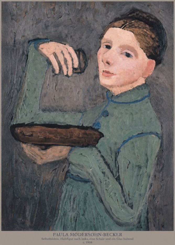 Paula Modersohn-Becker Selbstbildnis, Halbfigur Nach Links, Eine Schale Und Ein Glas Haltend No6 - Affiche