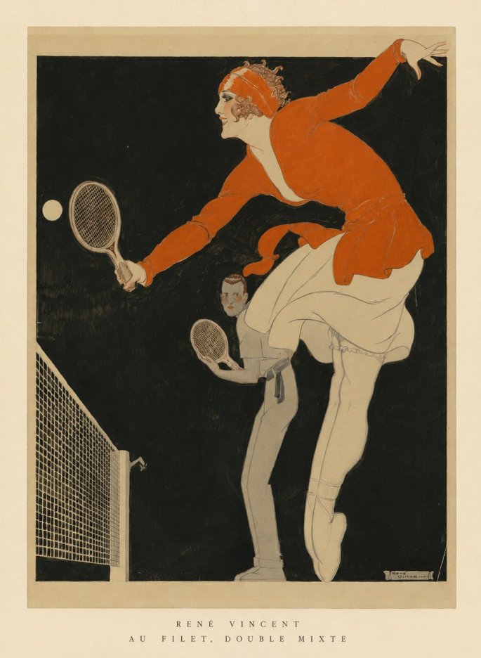 René Vincent Au Filet, Double Mixte No6 - Affiche
