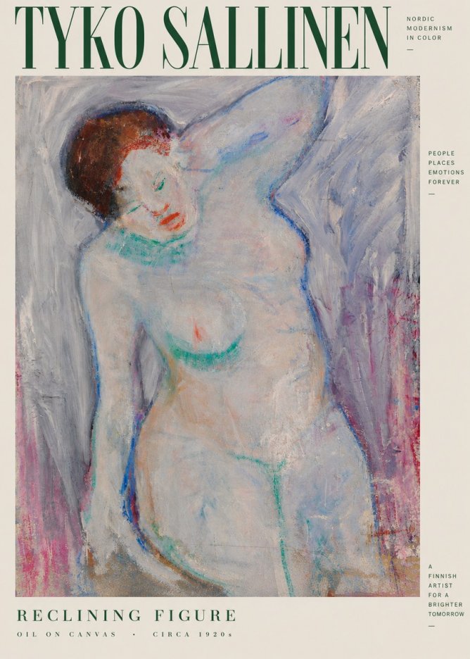 Tyko Sallinen Reclining Figure No4 - Affiche