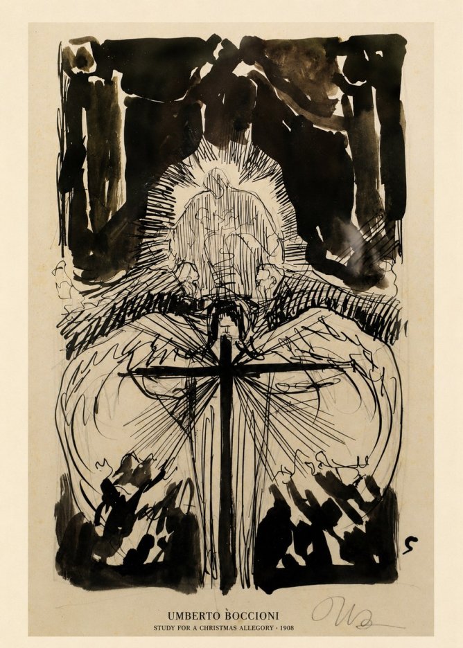 Umberto Boccioni Study for a Christmas Allegory No6 - Affiche