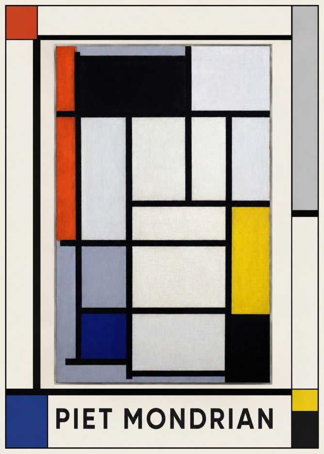 Piet Mondrian Composition with Red, Blue and Yellow No1 - Affiche