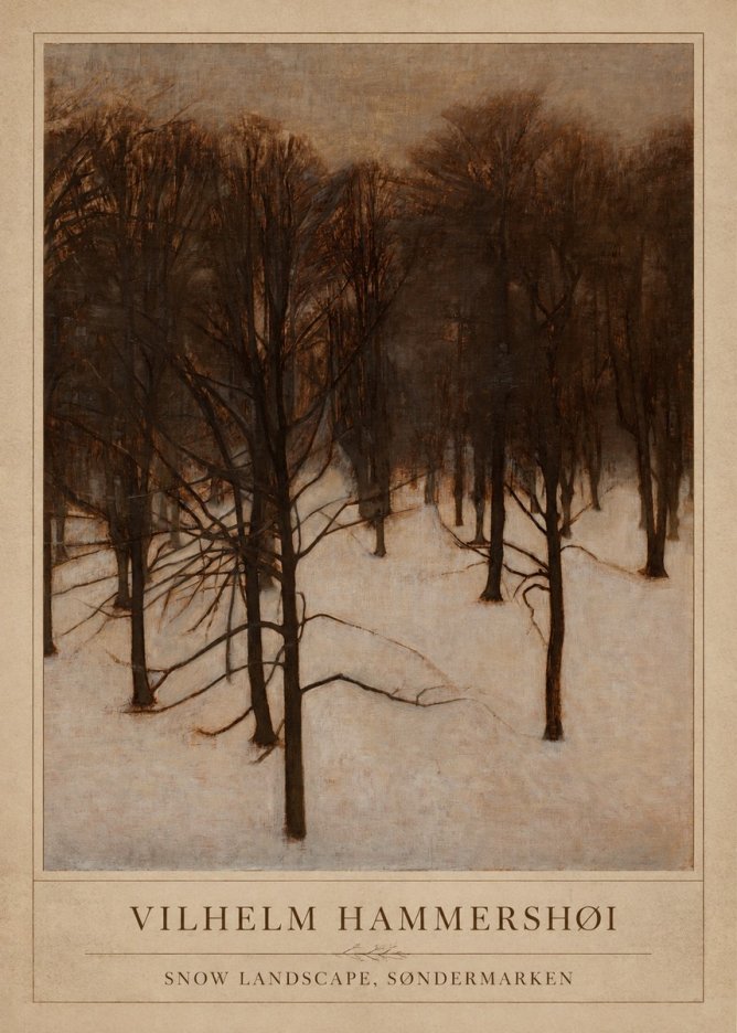 Vilhelm Hammershøi Snow Landscape, Søndermarken No1 - Affiche