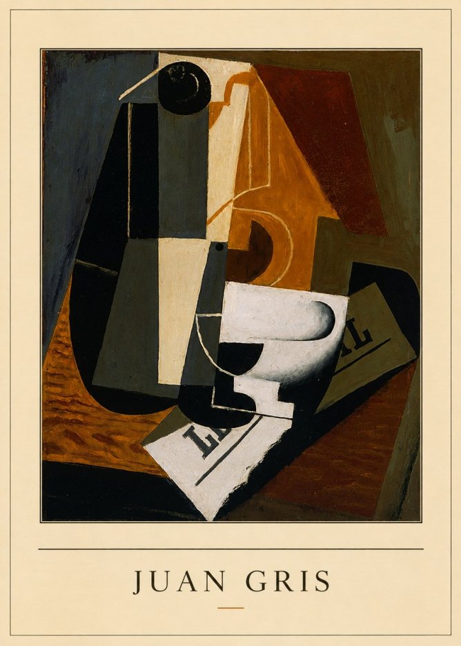 Juan Gris Glass and Bottle No4 - Affiche