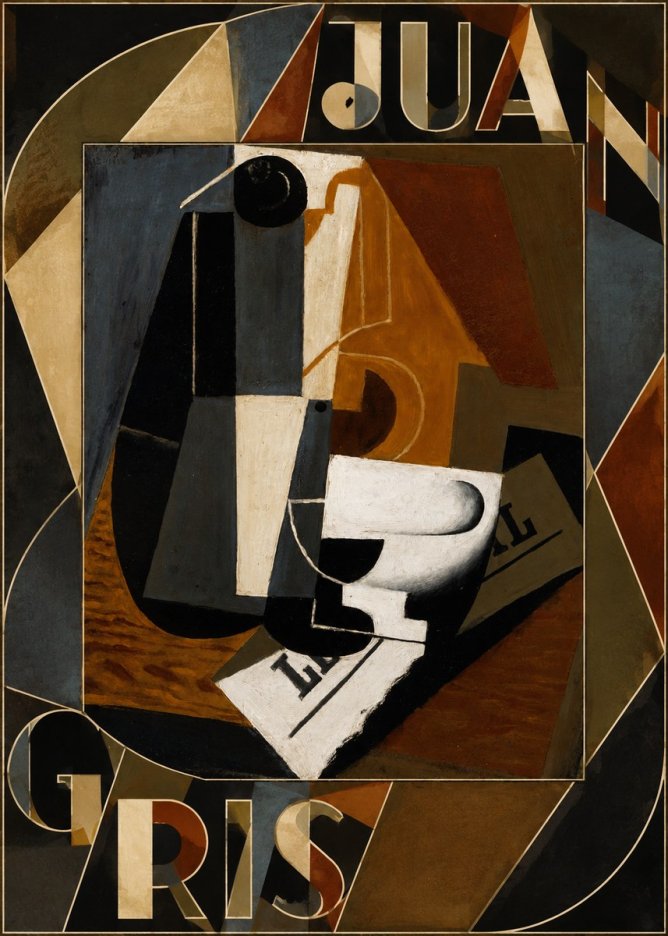 Juan Gris Glass and Bottle No5 - Affiche