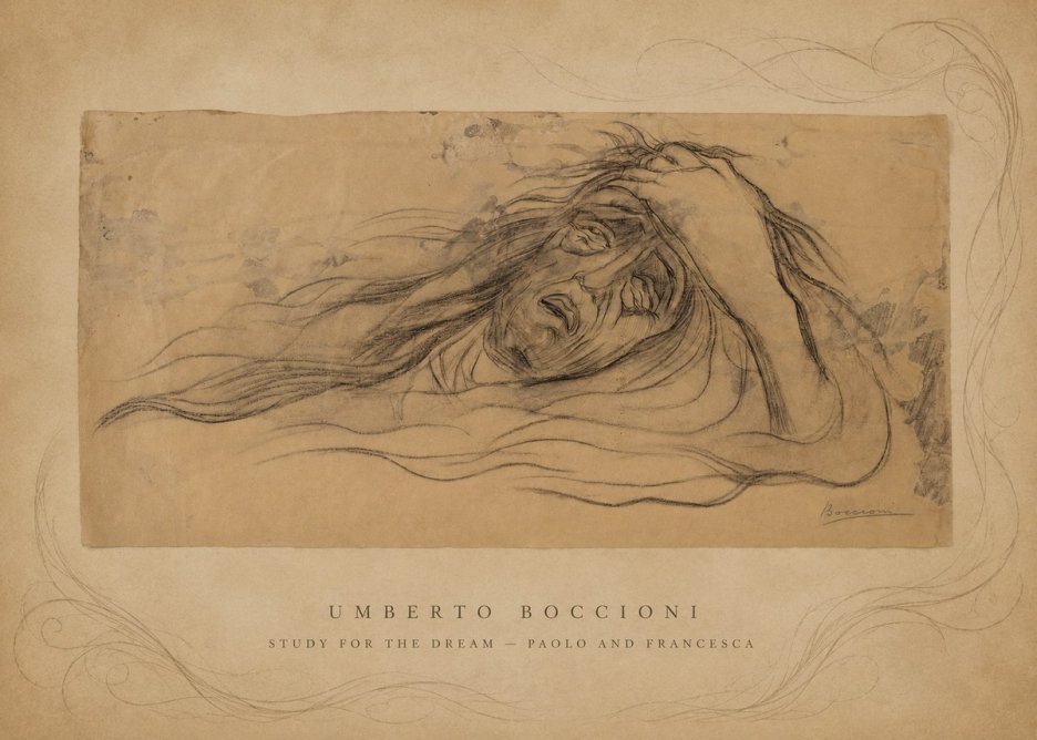 Umberto Boccioni Study for the Dream — Paolo and Francesca No5 - Affiche