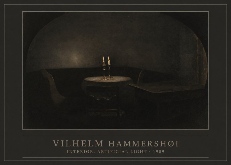 Vilhelm Hammershøi Interior, Artificial Light No1 - Affiche
