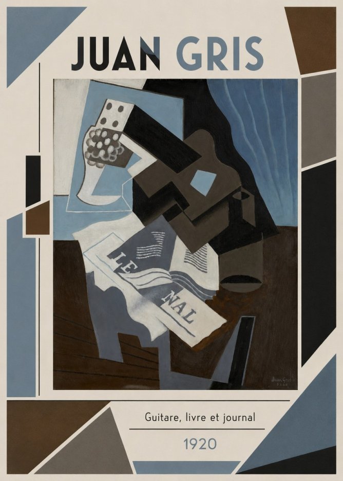 Juan Gris Guitare, Livre Et Journal No2 - Affiche