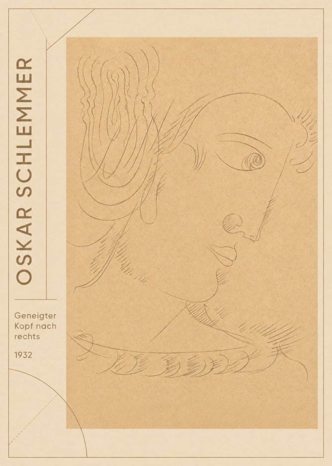 Oskar Schlemmer Geneigter Kopf Nach Rechts No2 - Affiche