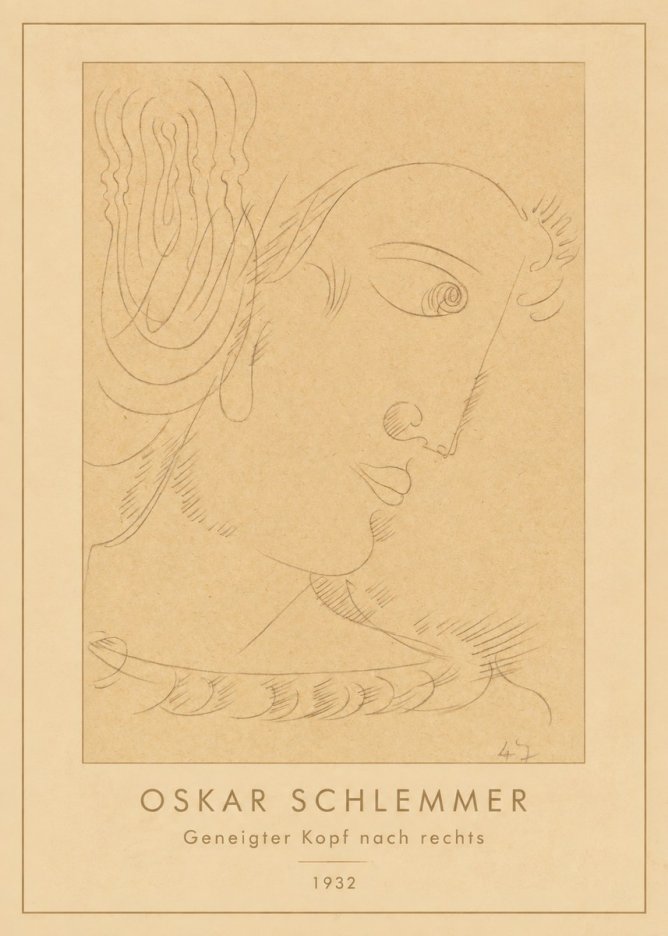 Oskar Schlemmer Geneigter Kopf Nach Rechts No4 - Affiche