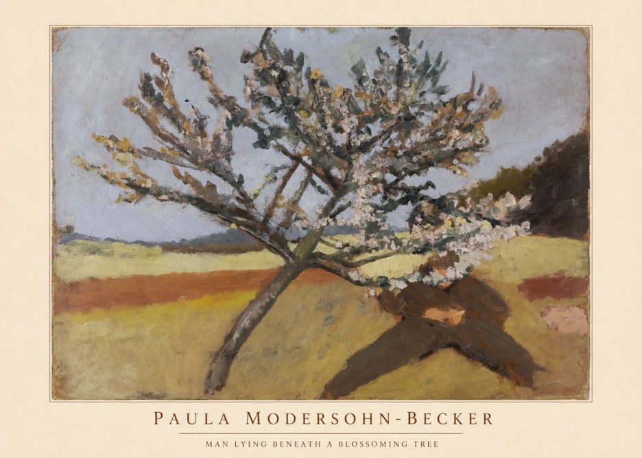 Paula Modersohn-Becker Man Lying Beneath a Blossoming Tree No5 - Affiche